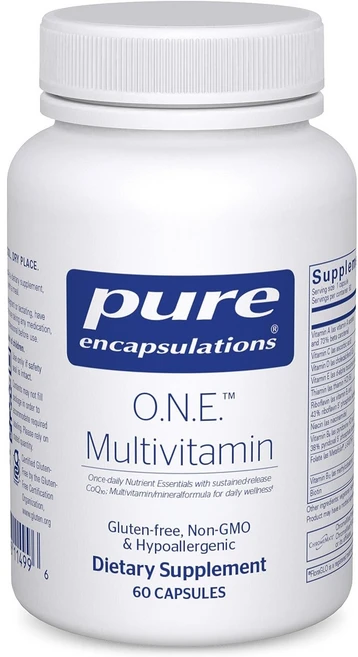 순수 캡슐화 - O.N.E. 종합 비타민 - Metafolin L-5-MTHF 및 지속 방출 CoQ10 함유 일일 영양소 요법 -, 60정, 1개 - 쿠팡