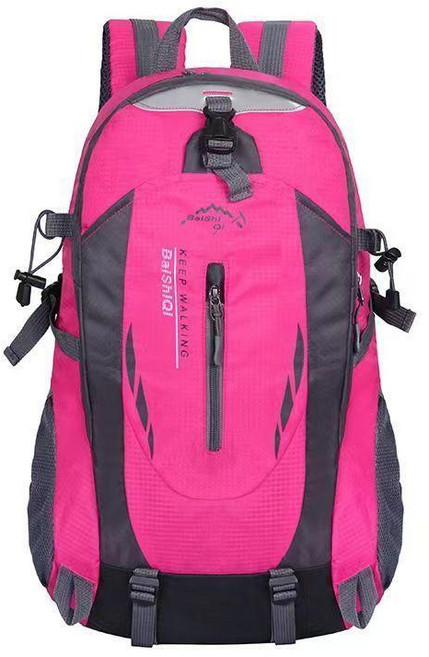 無品牌 戶外登山包大容量旅遊旅行雙肩包, 玫紅色,升級版有護腰有胸扣