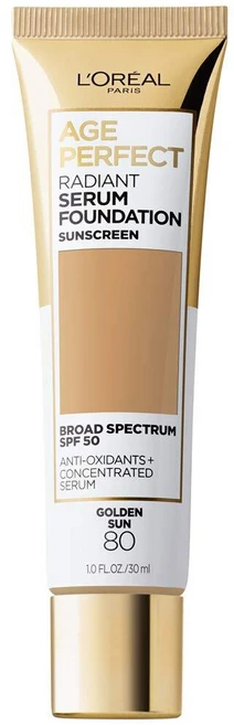 L'Oreal 파리 에이지 퍼펙트 래디언트 세럼 파운데이션 SPF 50 딥 앰버 1oz 142099, 080 골든 썬 - 쿠팡