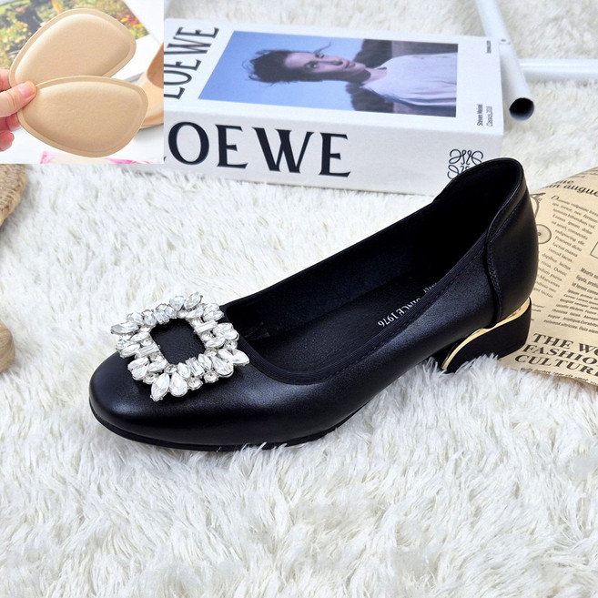 비비루 3cm 고급스러운 스퀘어 큐빅 여자구두 무지외반증 펌프스