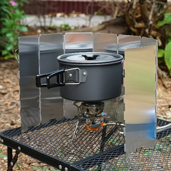 에스제이 가스렌지 바람막이 바람잡이 고효율 가스버너 가정 캠핑 휴대용 겸용 휴대용 가드 실버 2개