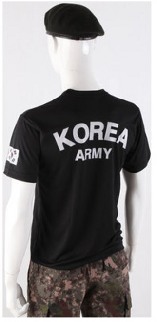 검정 KOREA ARMY 반팔 티셔츠 군인 여름용품 군대 반팔티
