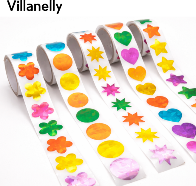 빌라넬리 반짝반짝 홀로그램 스티커 1000매 혼합 5개, 1세트, 혼합색상