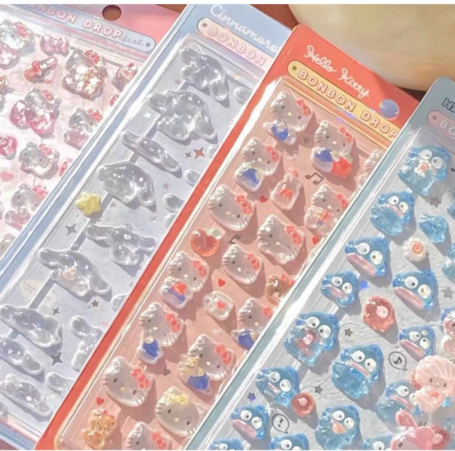 당일발송 주문폭주 뉴 봉봉드롭 추가 입고 고퀄리티 세트 헬로키티 쿠로미 한교동 시나모롤 마이멜로디 폼폼푸린 다이어리 폰 꾸미기 3D 입체 스티커, 1개