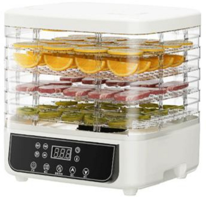 야채 건조기 과일 DMWD 건조 탈수기 허브 탈수 기계 스마트 타이밍 애완 동물 간식 고기 열풍 EU 5 트레이, 영국, 110V, 5)White