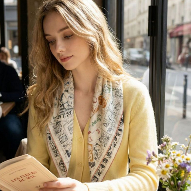 루비앤 천연실크 클래식 감성 스카프 봄 가을 데일리 간절기 사계절 스카프 파스텔 머플러