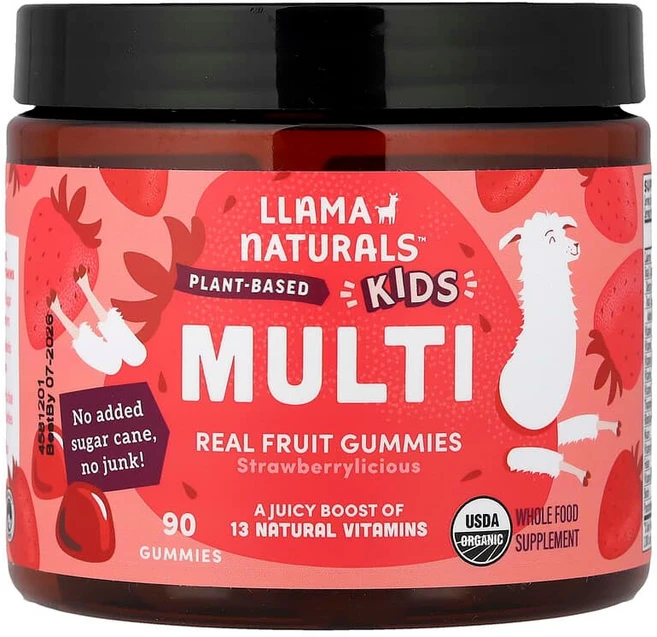 Llama Naturals 어린이용 식물성 종합 구미젤리 천연 과일 구미젤리 스트로베리셔스 구미젤리 60개 LNS-31861, 1, 90 - 쿠팡