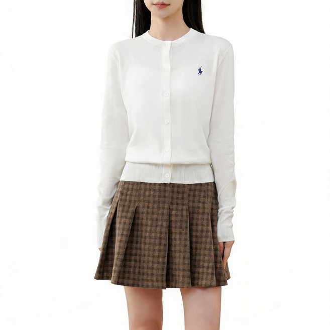 폴로랄프로랜 여성 카디건 피마코튼 니트 화이트