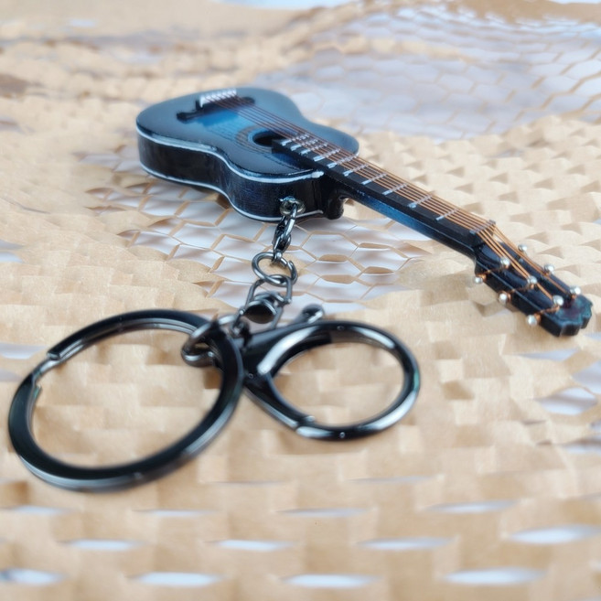 트리센트 기타 키링 악기 열쇠고리 어쿠스틱 통기타 키홀더, 블루베리 선물포장, 1개
