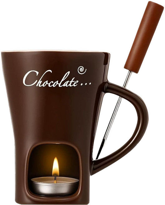 루루이즈 초콜릿 치즈 퐁듀 멜팅 머그잔 홈 파티 퐁듀팟, 1개, 브라운퐁당