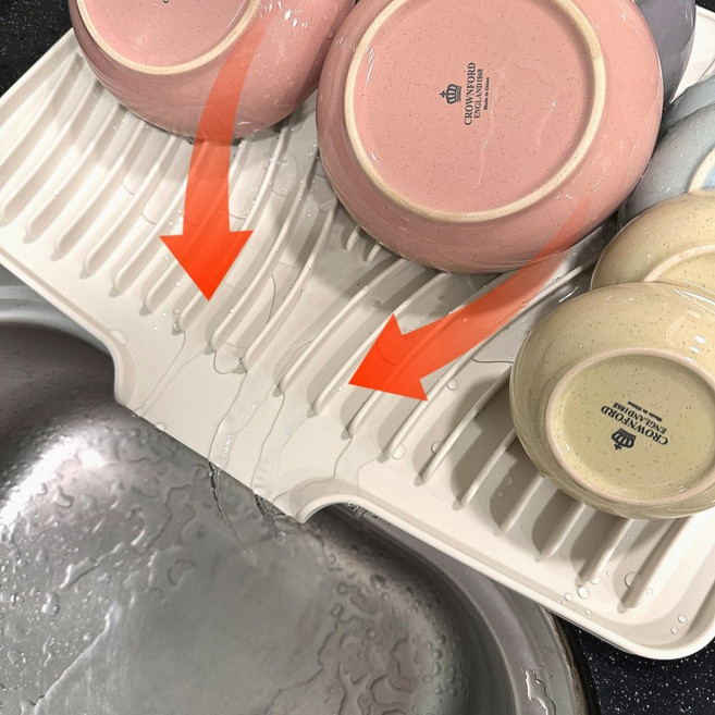 네바스 물빠짐 식기 건조대 매트 실리콘 드라잉, 1개, 아이보리, 1단