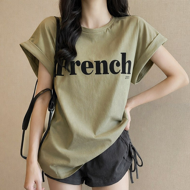 바이누아 여성 프렌치 오버핏 반팔티셔츠