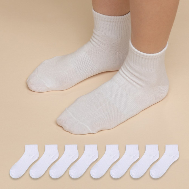 비바슈슈 여성용 쫀쫀한 단목 면양말 무지 8켤레