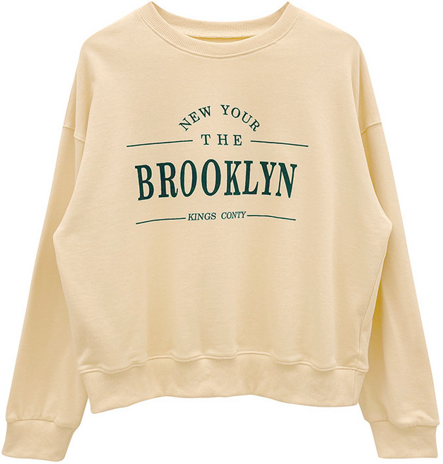 Allo Fu 편지 인쇄 스웨터 봄 새로운 스타일 모든 일치 간단한 풀오버 탑 21332