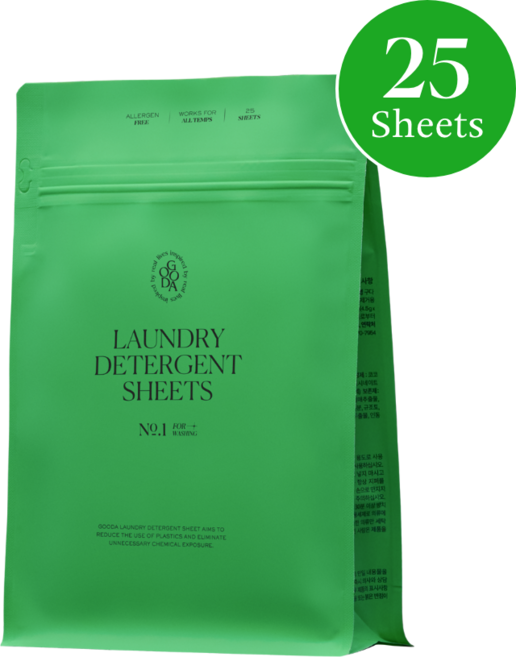 구다 시트 세탁세제 친환경 고농축 세제 일반드럼공용, 1개, 25매입