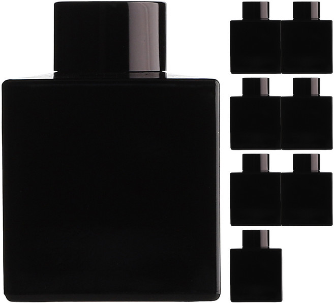 큐브 사각 유광 블랙 100ml 8개 유리병 디퓨저용기 DIY