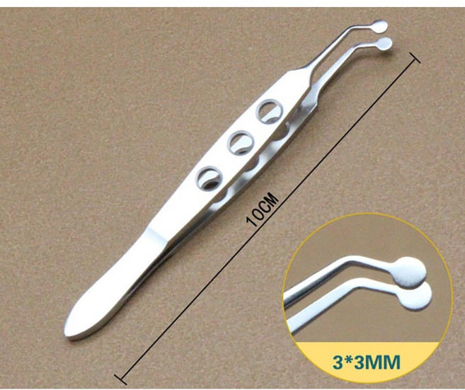 의료용 핀셋 포셉 드레싱 청소 집게 도구 치과 스퀴징 마이봄샘 안과 눈기름샘 눈꺼풀, 1개, 3*3