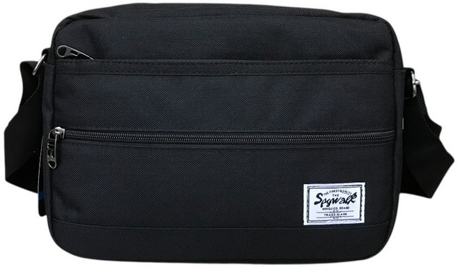 Spywalk 潮流休閒尼龍防潑水側背包斜背包 多隔層設計 男用包款, 黑色 (S5346 #32), 黑色