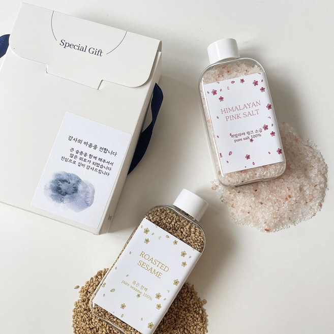 례답 조문 답례품 장례 소금, 5세트, 화이트블루