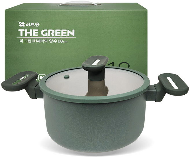 러브송 더그린 IH세라믹 코팅냄비 양수18cm 인덕션겸용