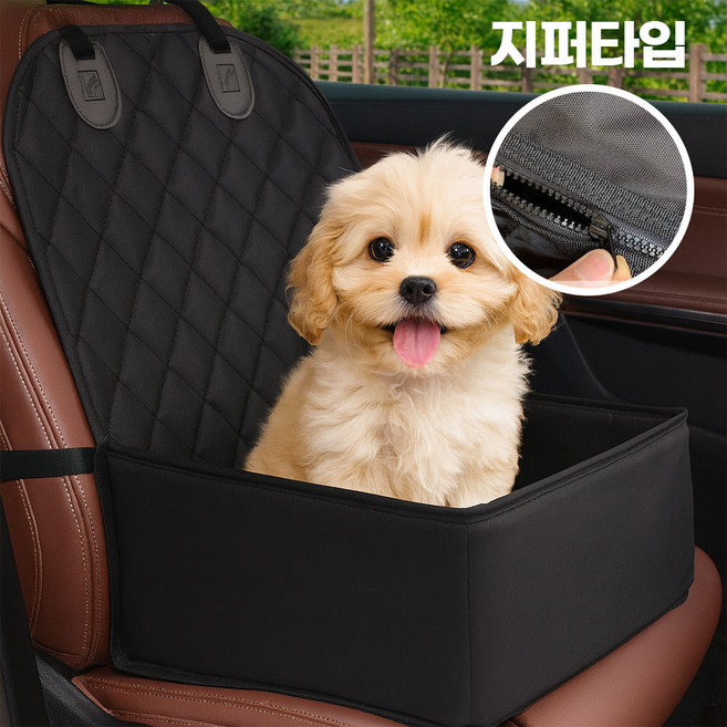 제이라 차량용 방수 시트 커버 앞좌석 지퍼형, 1개, 블랙