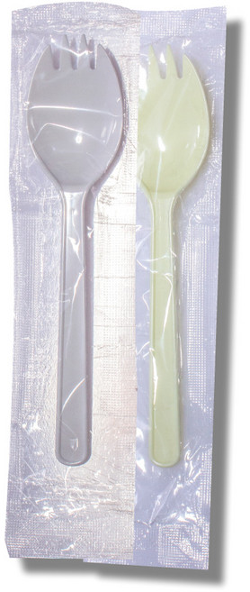 일회용 수저 포크숟가락 스포크 포카락 샐러드 포크 수저, 1개, 2000개, 아이보리 포카락