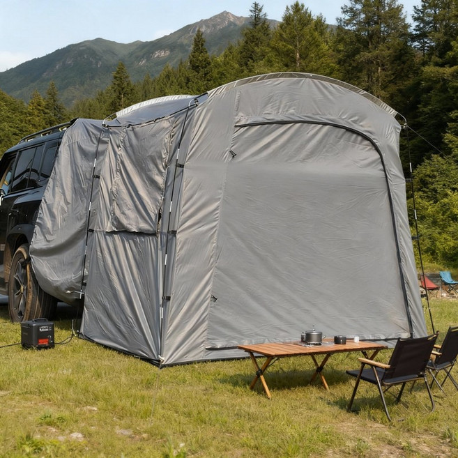 경제적 차량 캠핑 텐트 서서 활동 가능한 높이 + 방수 바닥 + 2분 설치 캠핑용 가족/친구와 함께 사용 가능, 멜란지그레이, 2-3인용