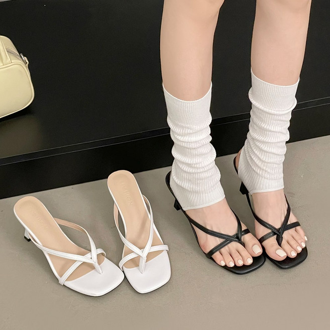 제이드 스퀘어 스트랩 쪼리힐 샌들힐(5cm)