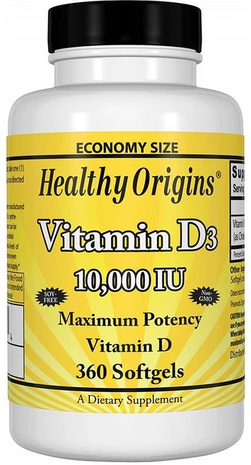 헬씨오리진스 비타민 D3 10 000 IU Non-GMO 360 소프트젤, 1개, 360정 - 쿠팡
