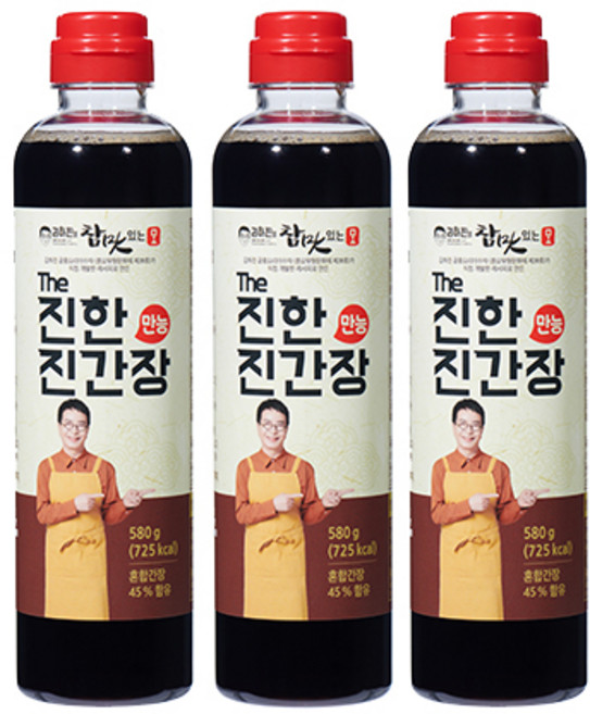 김하진의 참맛있는맛 The 진한 만능 진간장, 580g, 3개
