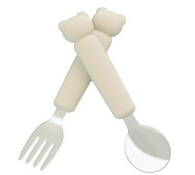 고미 유아 스푼 포크 케이스 세트 아기 어린이용 유아스푼세트, 1세트, 스푼+포크+케이스, 에크뤼베이지