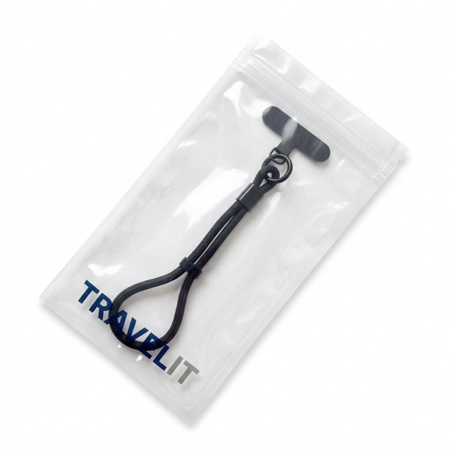 트래블잇 낙하 도난 방지 핸드폰 스트랩, 1개, 블랙