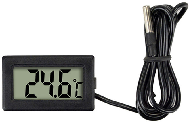 디지털 온도계 5M 실내외센서 냉장고 어항 수족관, 1개, 블랙