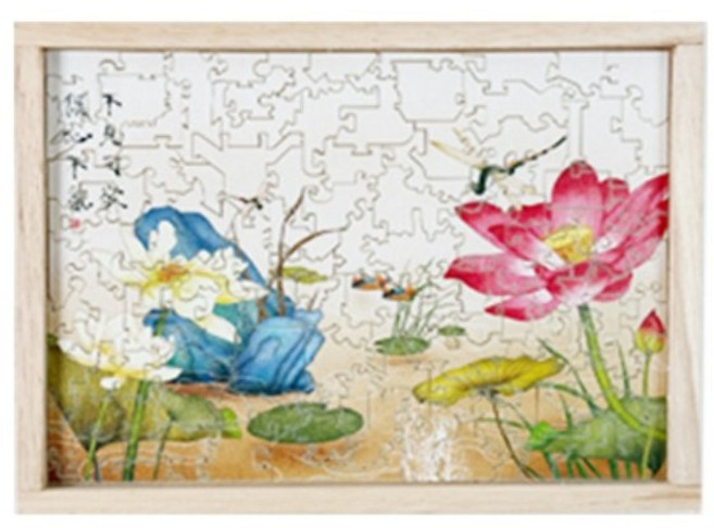 [토단교재] 민화 아크릴 퍼즐 액자 - 연화도