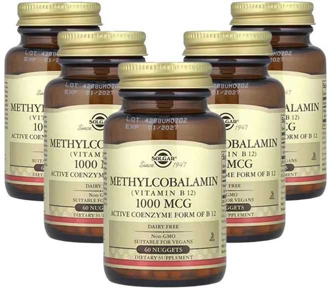솔가 설하 메틸코발라민 비타민B12 1000mcg 너겟 60개, 5개, 60정 - 쿠팡