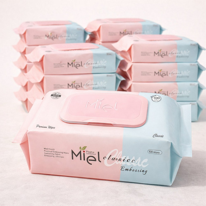 미엘 클래식 엠보싱 물티슈 캡형, 50g, 20개, 100매