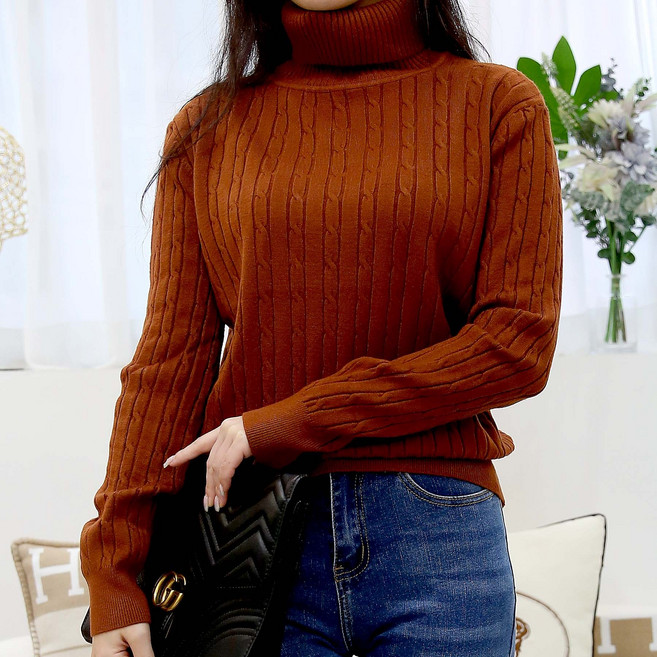 [당일출고] 여자친9 따뜻하고 신축성좋은 도톰 꽈배기 폴라니트 -9칼라