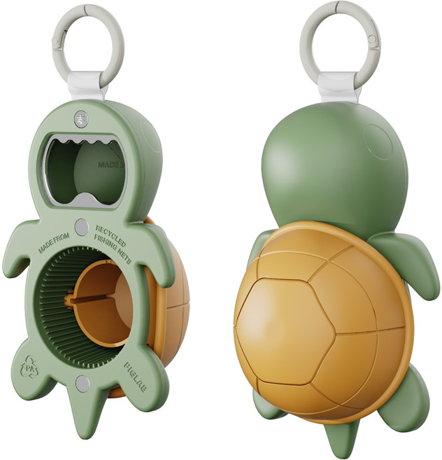 거북이 보틀 오프너 다용도 병따개 만능 오프너 휴대용 병따개 페트병 따개, 키링타입, 1개, 망고그린