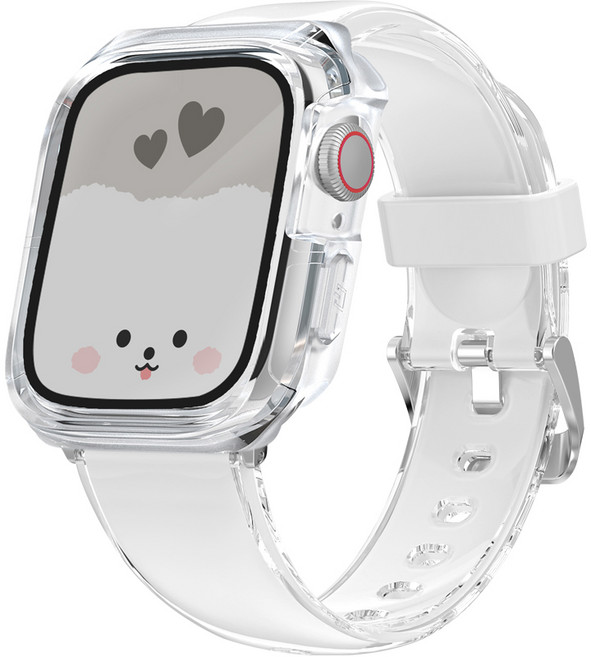 아이메이드잇 애플워치 호환 변색 없는 TPU 스트랩 + 케이스 세트 구성, 화이트