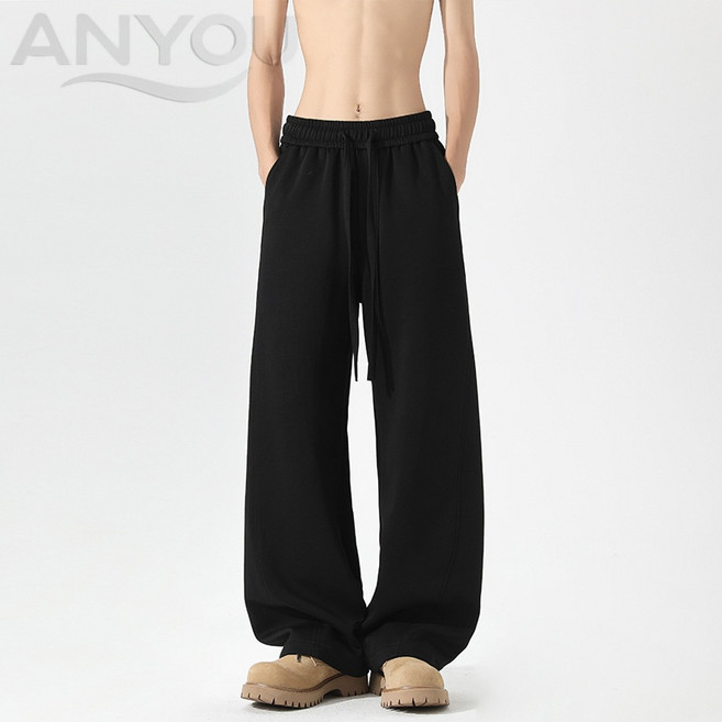 와이드 팬츠 남성 춘추조표 스트레이트 트레이닝 속바지 빈티지 그레이 스포츠 솔리드 팬츠