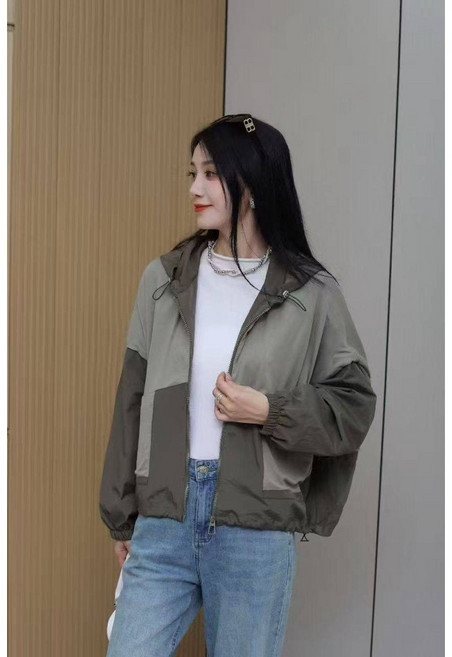 韓國 質感撞色帽子外套