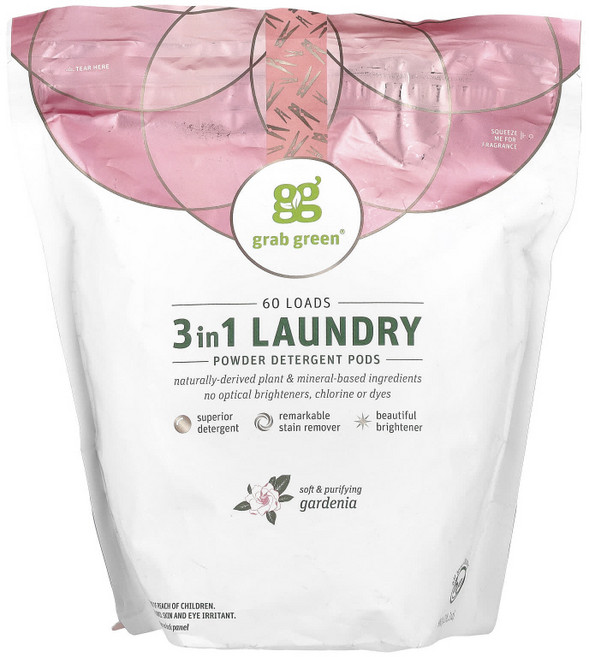 그랩그린 3 in 1 세탁 세제 팟 캡슐세제 가르데니아 가드니아 치차 향, 1개