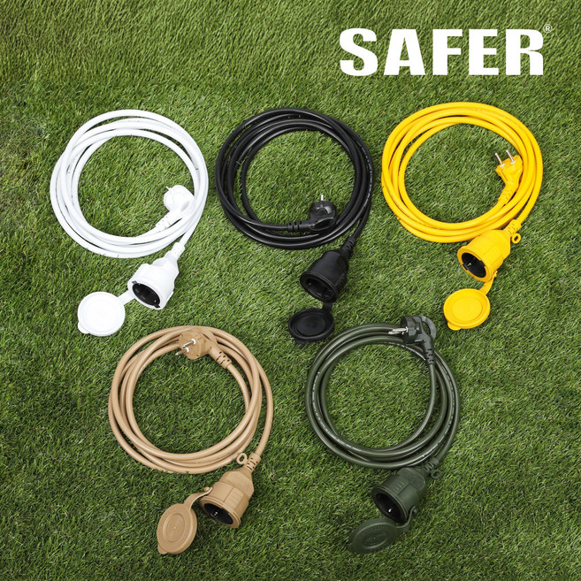 세이퍼 1구 연장선 1.5m 3m 9m 15m 20m 캠핑 멀티탭 밀리터리 감성 연장선 릴선 리드선 전기선, 샌드 베이지, 1개