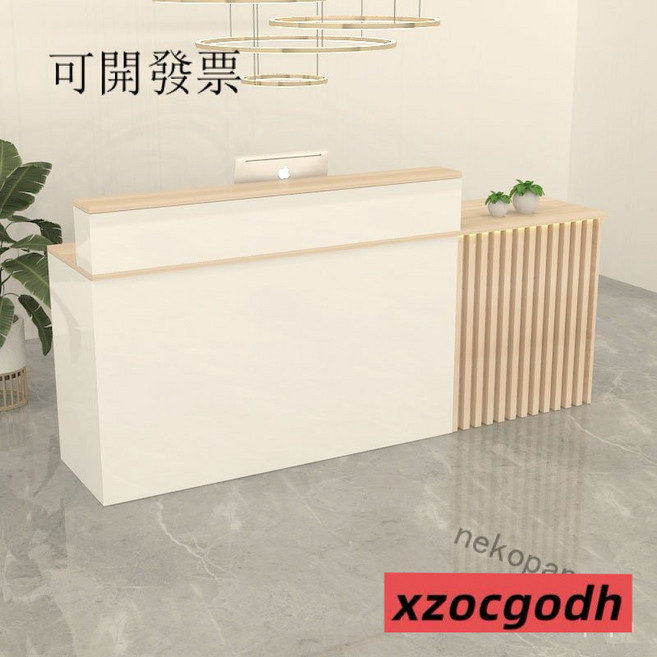 nekopapa 收銀接待臺 辦公櫃檯 服務台 吧台桌, 白配桔 右高（左高請備註）
