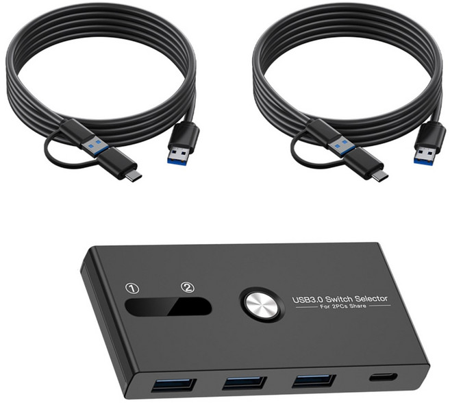 프린터 키보드 등과 호환되는 USB 타입 C 장치를 공유하는 2대의 컴퓨터와 호환되는 4포트 USB C 및 USB 3.0 KVM 스위처, 그림과 같이, 1세트, 사이즈 이미지 참고