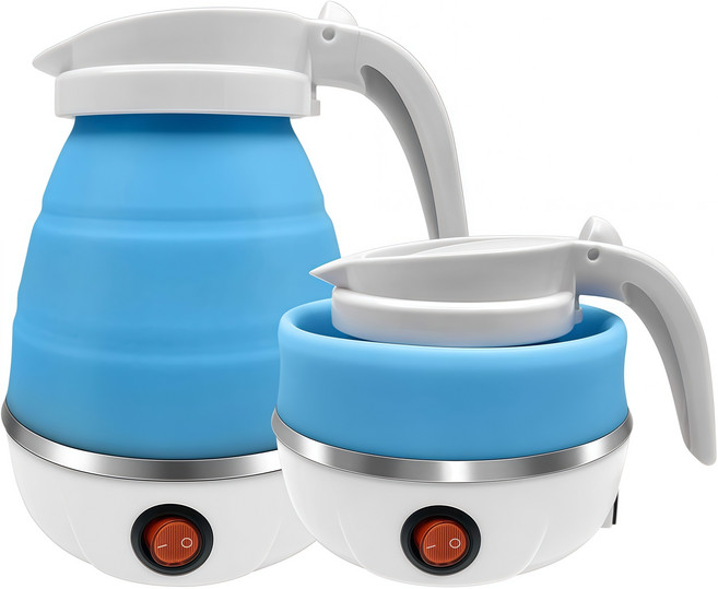 PYHO접이식 전기포트 여행용 접이식 전기포트600ML 휴대용 접이식 전기포트ZDH07, 블루