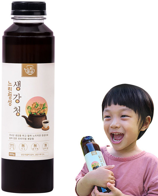 느린정성 국산 수제 생강청 생강차 생강원액 생강즙 원액 100% 임산부, 1개, 600g, 1개, 1개입