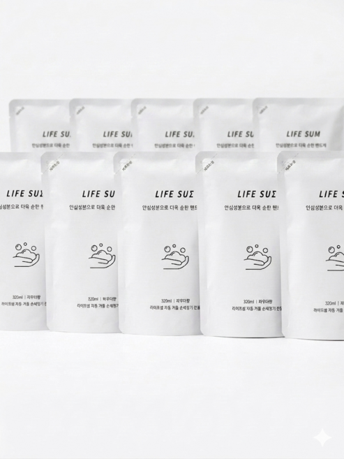 라이프썸 핸드워시 320ml (자동 손세정기 전용) 파우더향 x 5개 리필형 항균 거품형 손세정제 핸드솝 물비누, 10개