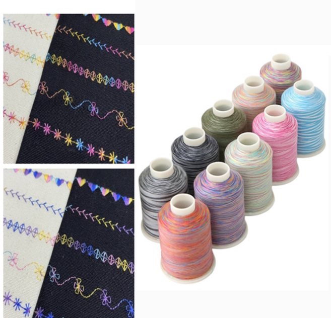 무형광 [45수2합 고강력코아사] 1700m 레인보우실10컬러 무지개실 무지개사 레인보우사 가정용 미싱실, C508 캔디팝, 1개
