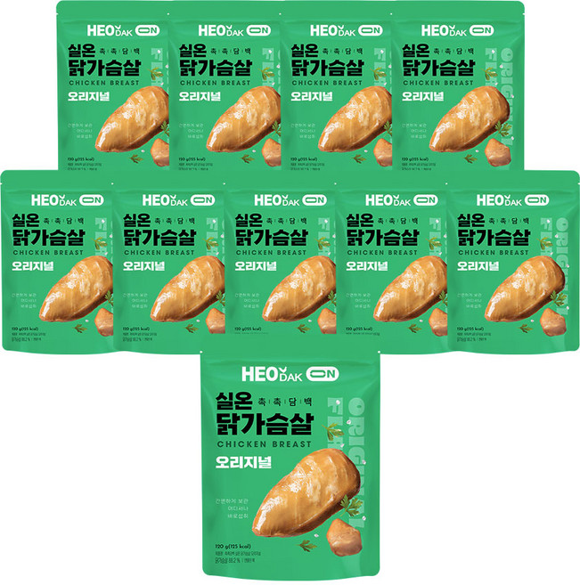 허닭ON 촉촉담백 실온 닭가슴살 오리지널, 120g, 10개